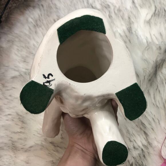 Vintage White Fluffy Ceramic Kitty Cat Blue Eyes Statue Figure - Picture 9 of 12